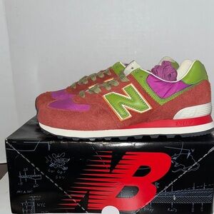New Balance Colab Stray Rats Red and Green Suede Sneakers